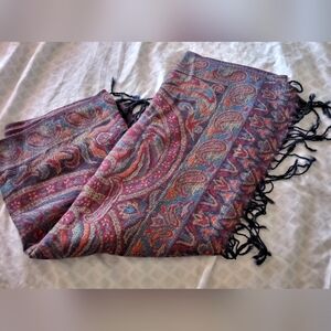 Jamawar Stole/Paisley Floral/Size 27.5 Inches Length x 72 Inches Width